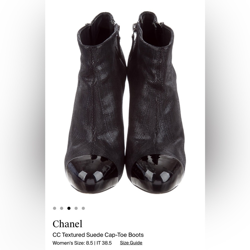 Chanel CC Textured Suede Cap Toe Boots